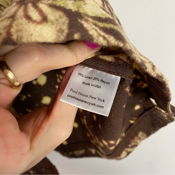 Pool House New York Rosewood Crop Button Up Shirt Mens Size Large XL Brown Remix - Picture 9 of 12